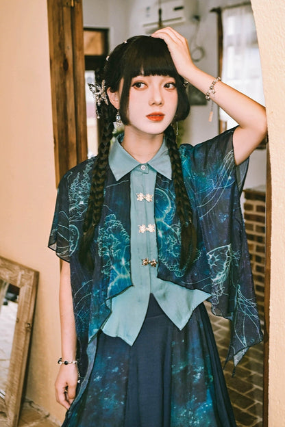 Double chiffon cotton shirt