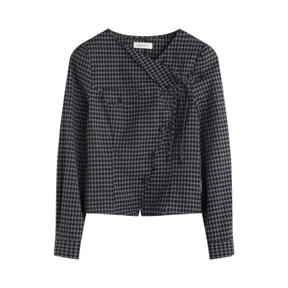 Y2Kリトルチェックドシャツ+スカート