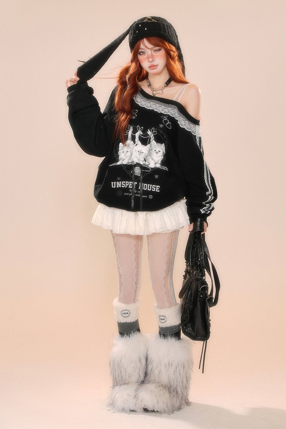 Lace -off -choru loose sweatshirt