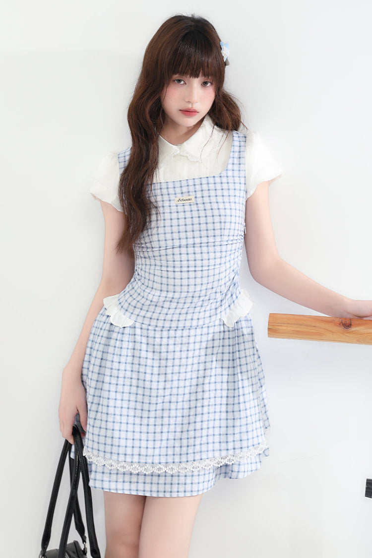 Sweet College Blue Check Dress