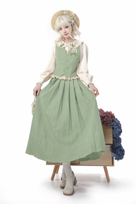 チャイニーズスタイルプリーツスカートセット