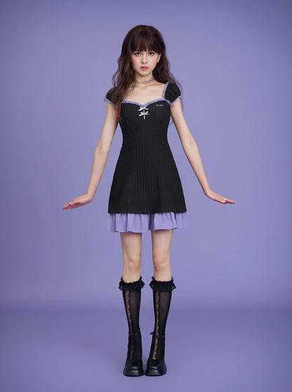 Purple Frill Little Black Dress