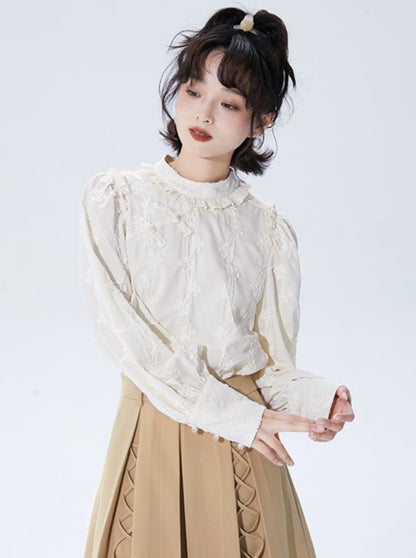 Cut Beige Lace Blouse