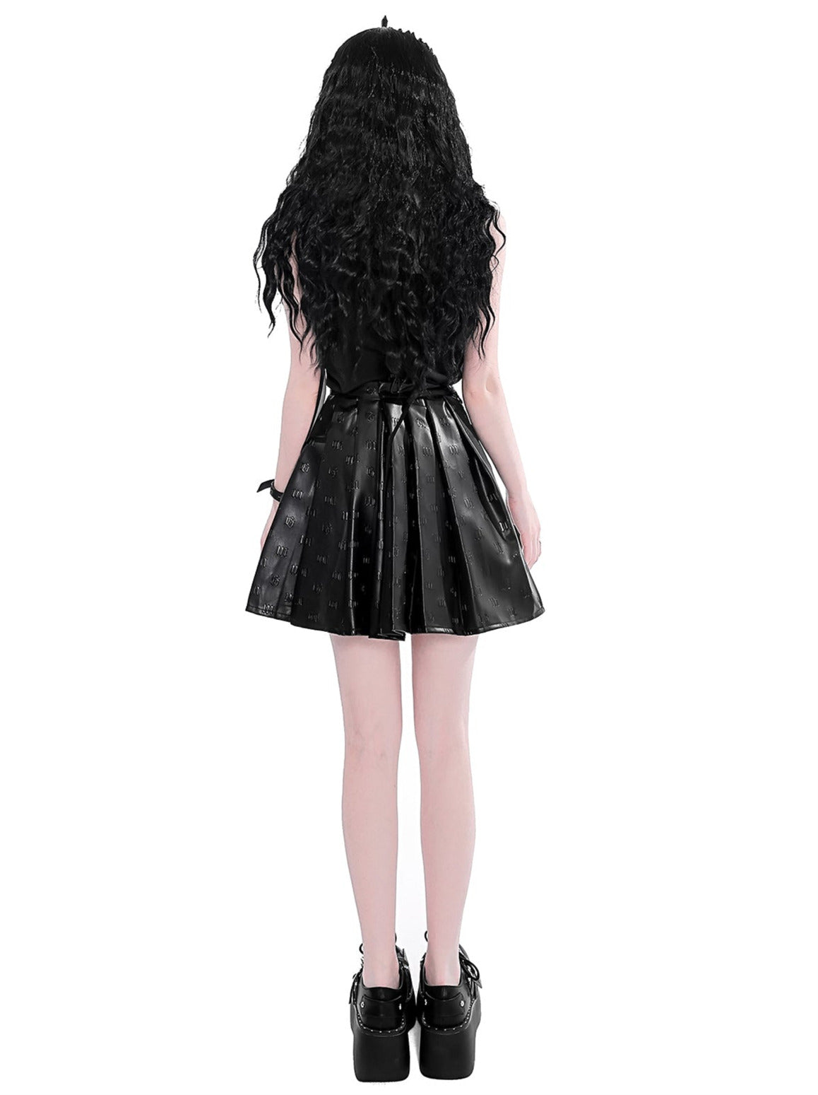 Gothic Leather Embossed Matte Punk Leather Skirt – Belchic