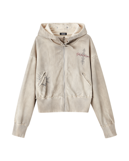 モードジッパーバイカーフードジャケット