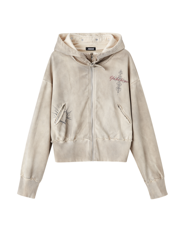 モードジッパーバイカーフードジャケット