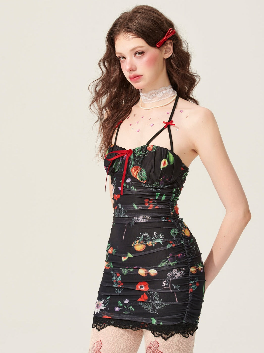5월 31일 오후 8시 판매】쇼예안 시크릿 가든 블랙 플로럴 슬립 드레스 썸머 스커트