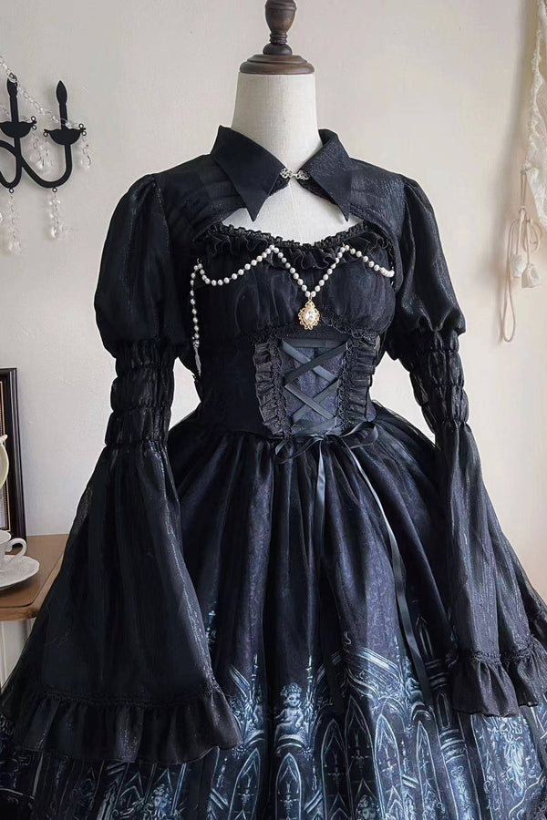 Star Night Dark Gothic Style Lolita Dress + Short Shawl
