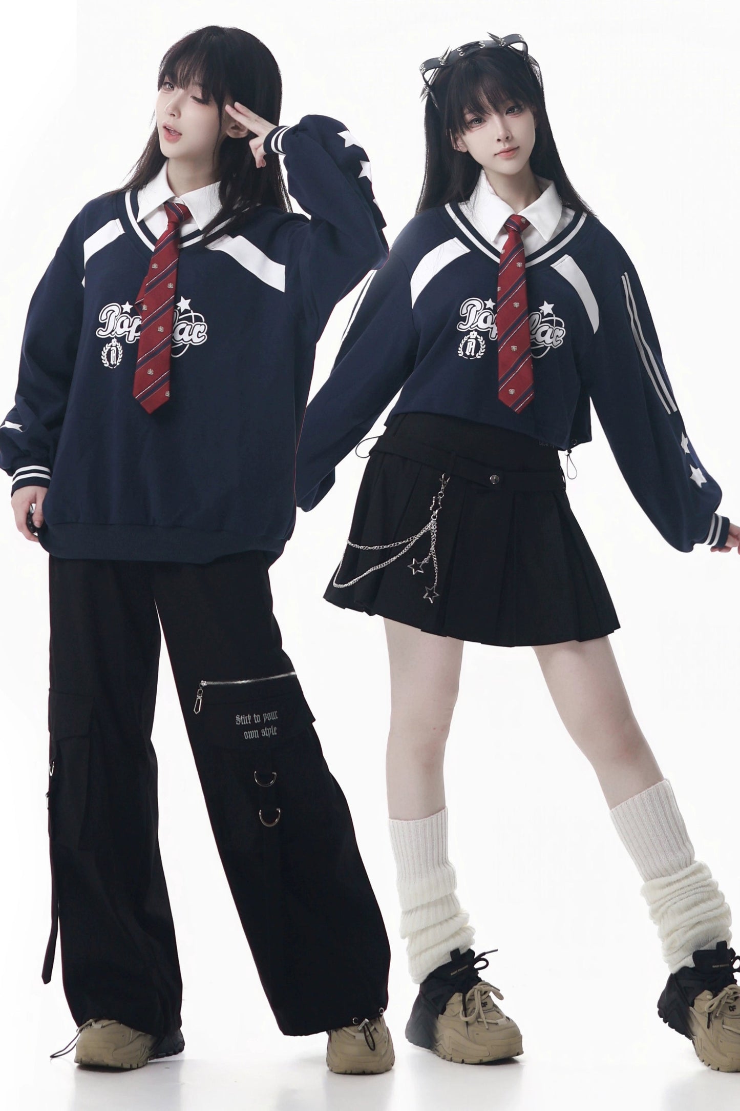 American College Sweatshirt + Tie + Pants + Skirt