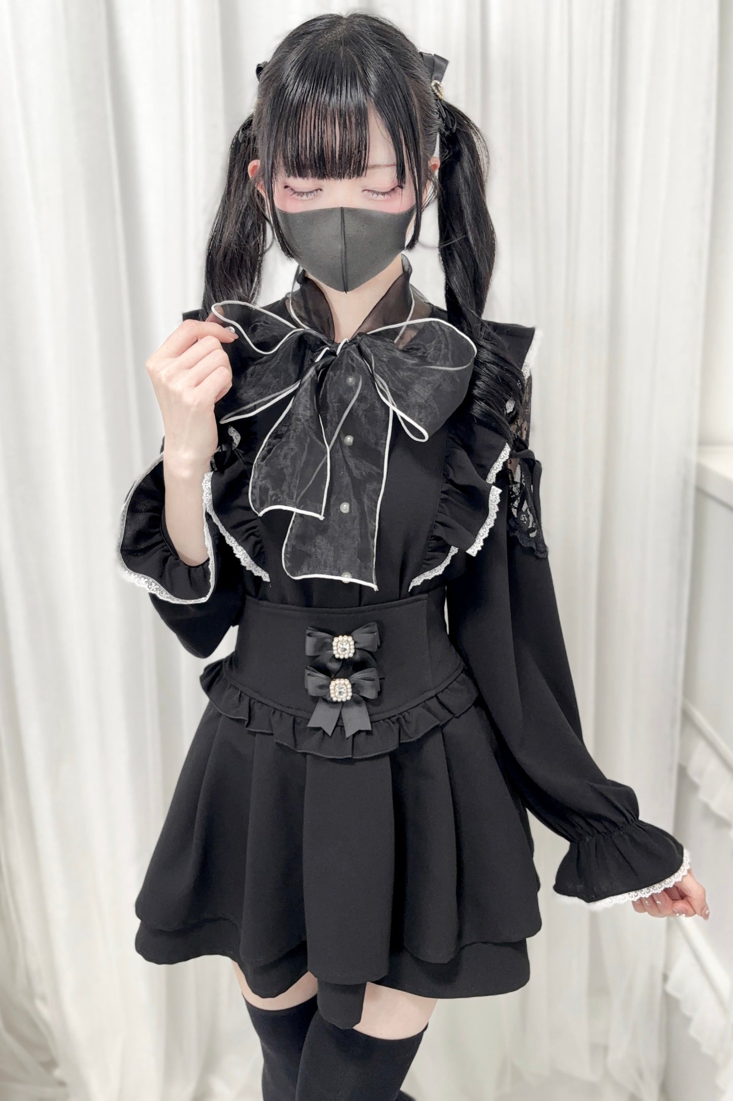 Chemisier Dark Kawaii à grand nœud
