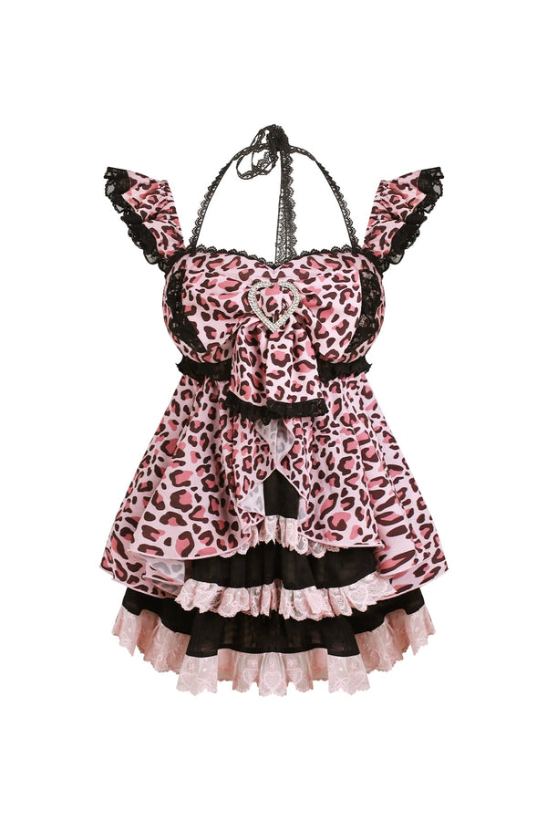 レオパードワンピース+バブルパンツ