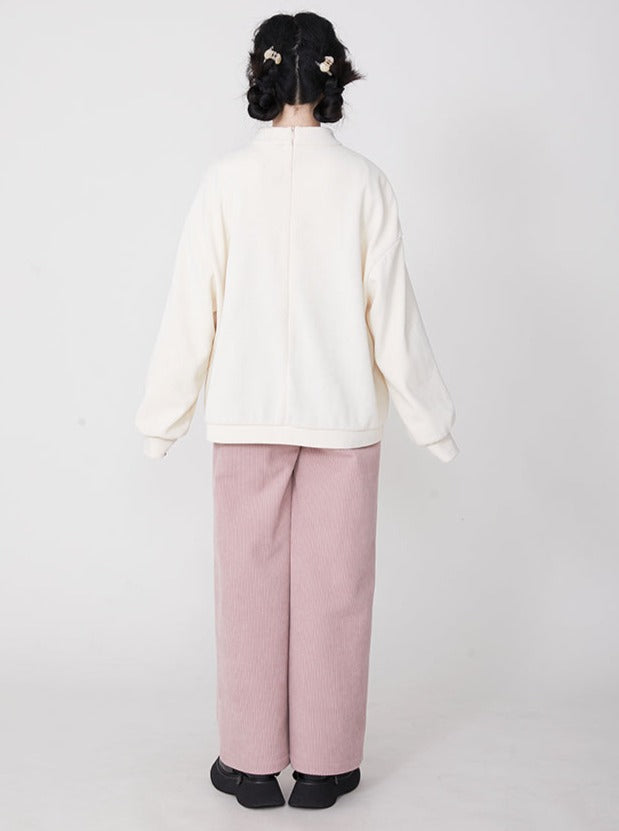 Cut Pink Velvet Casual Straight Pants