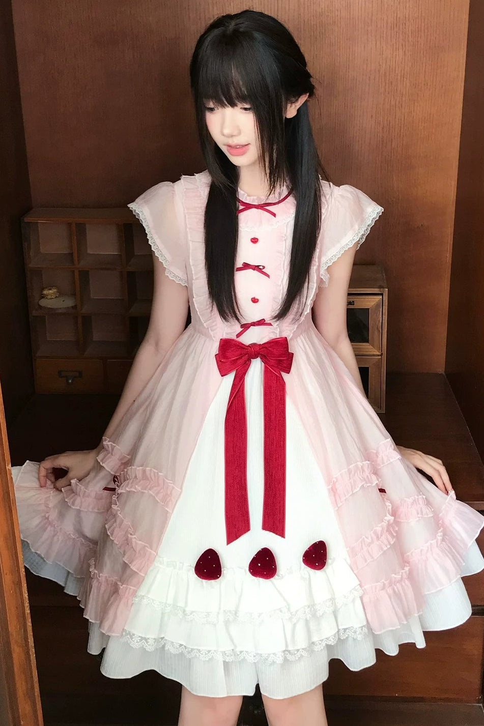 Robe rose ange fraise