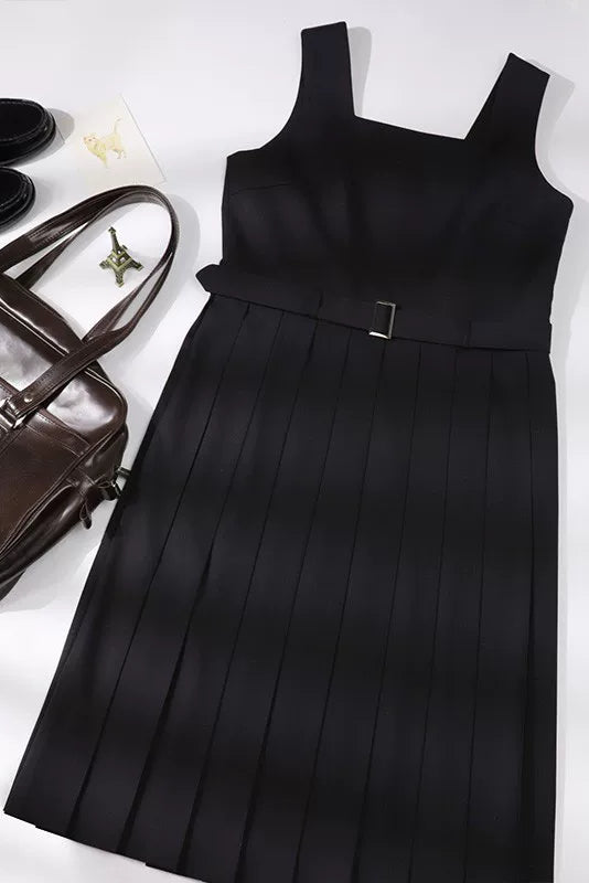 レトロカレッジプリーツベストドレス