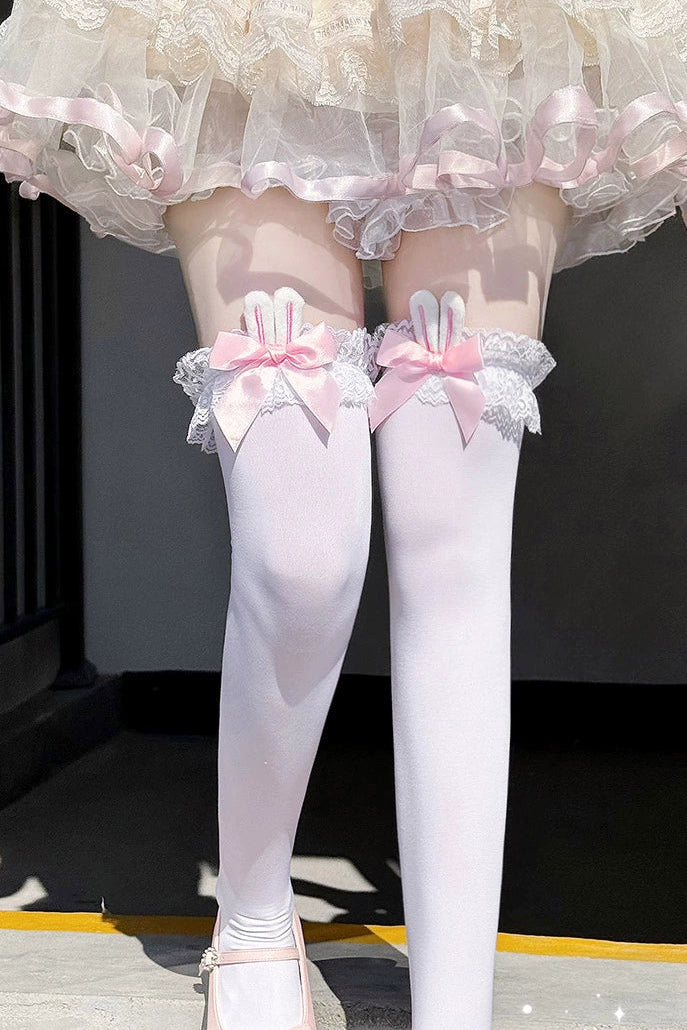 うさ耳レースリボンニーハイソックス