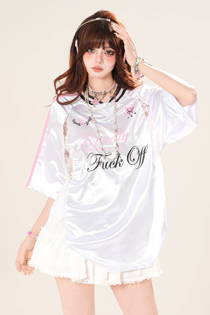 アメリカンVネックレースTシャツ