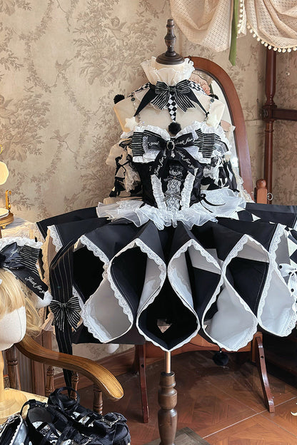 【12月8日予約締切】サーカスロリータエレガントレトロゴシックピエロドレスセット＋アクセサリーコンプリート