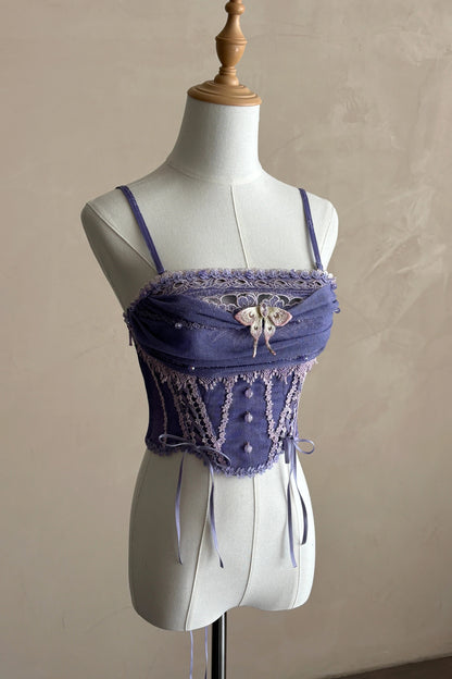 【9月13日予約締切】Purple/Dark Purple Gothic Lolita Elegant Iris Dress Top & Bustier & Skirt Set 1/2+ Full Set