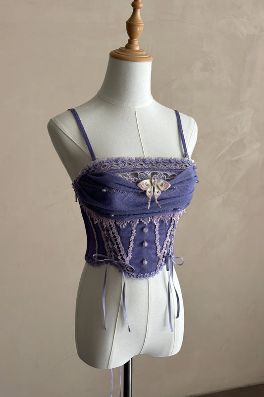 【9月13日予約締切】Purple/Dark Purple Gothic Lolita Elegant Lace Corset Bustier Top