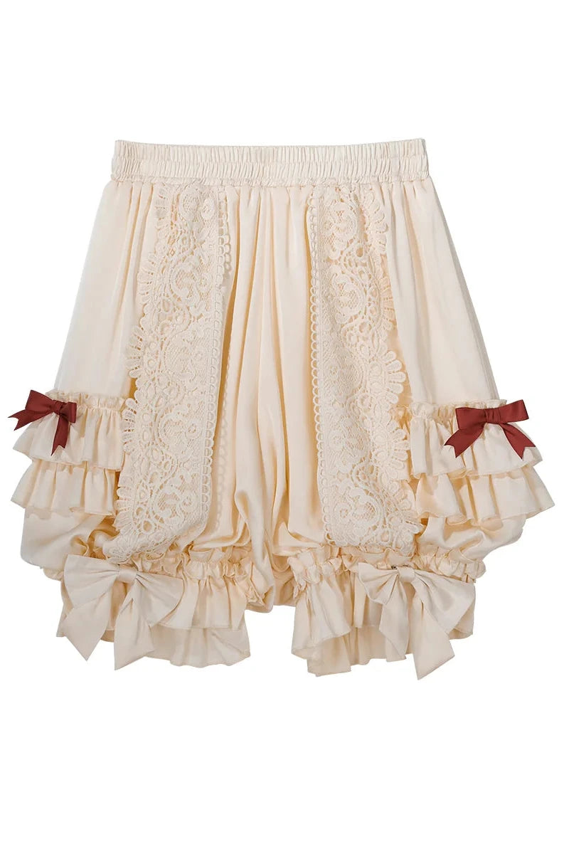 【11月3日予約締切】Antique Bow Burgundy Rabbit Print Frill Doll Dress + Shorts Set