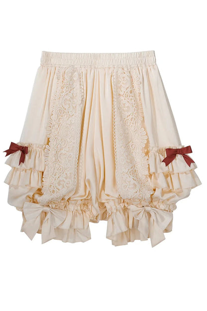 【11月3日予約締切】Antique Bow Burgundy Rabbit Print Frill Doll Dress + Shorts Set