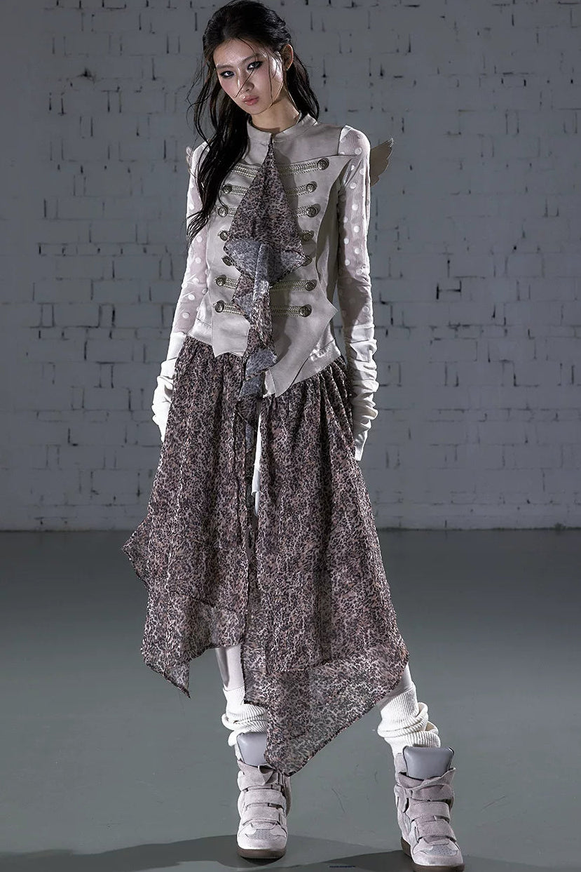 레오파드 프린트 패치워크 원피스