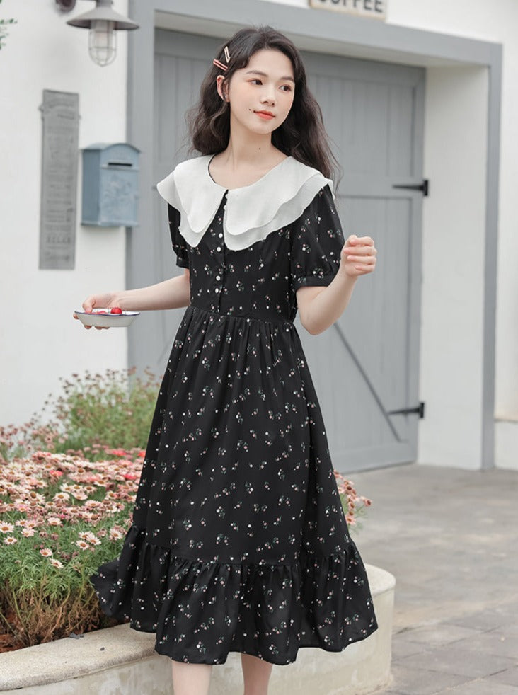 French retro black dress