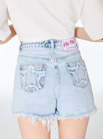 Star studs damage shorts