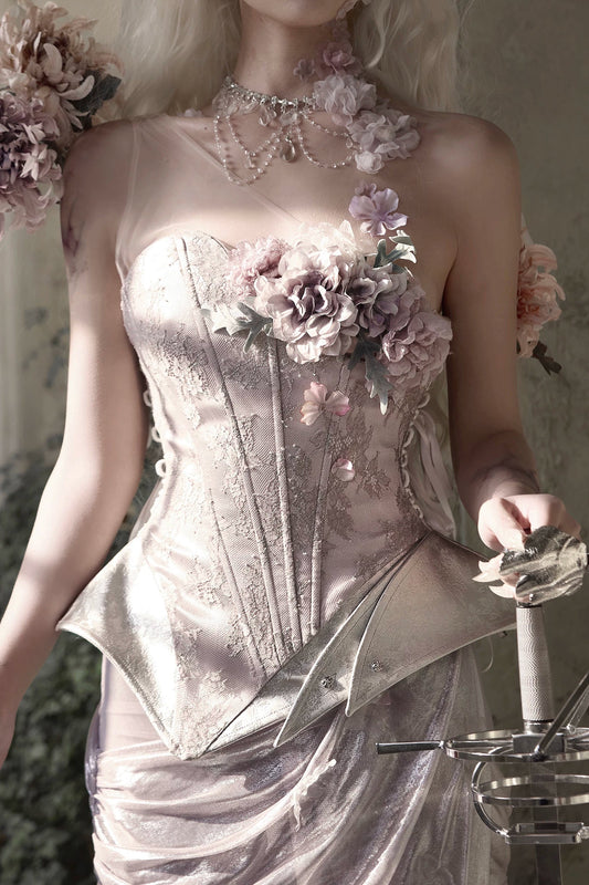 ムーンライトアシンメトリックコルセットトップス+ゴージャスネックレス