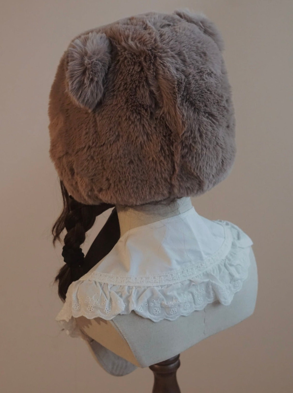 Fur Bear Bear Ribbon Hat