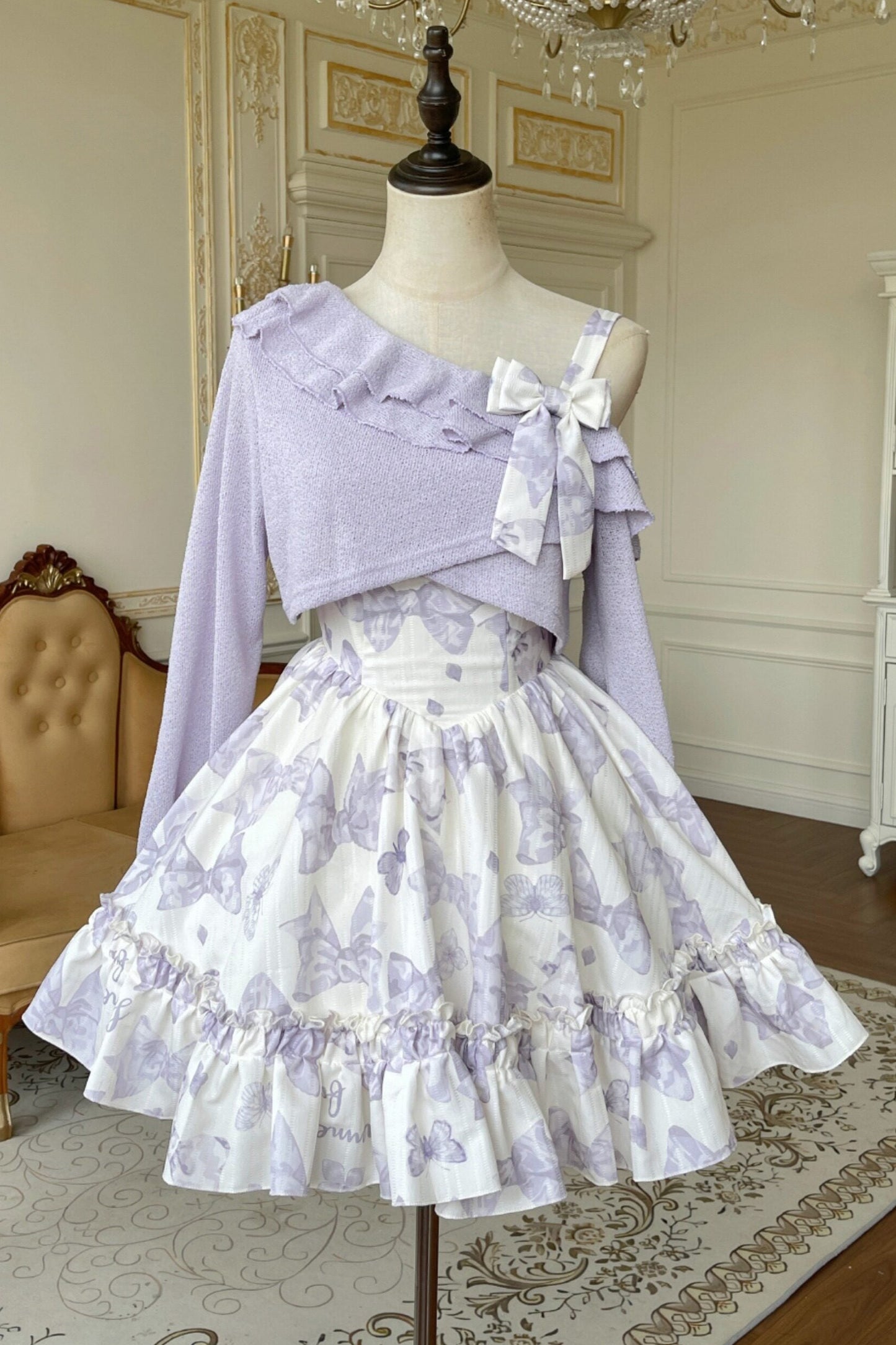 ラベンダー蝶々プリンセスセットアップ