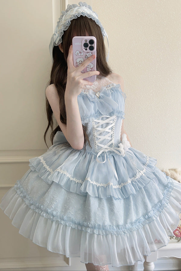 ホルターネックノースリーブシュガーロリータドレス