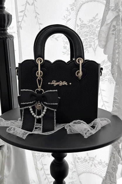 [Pre-order Deadline: October 18] Petal Edge Pearl Chain Bow Square Handbag Crossbody Bag