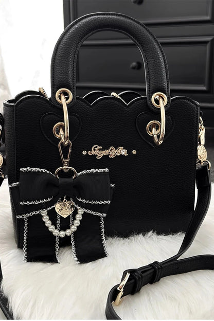 [Pre-order Deadline: October 18] Petal Edge Pearl Chain Bow Square Handbag Crossbody Bag