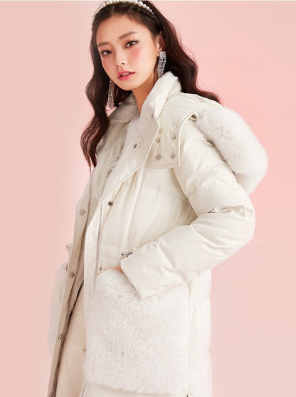 Pocket Fur Collar White Duck Down