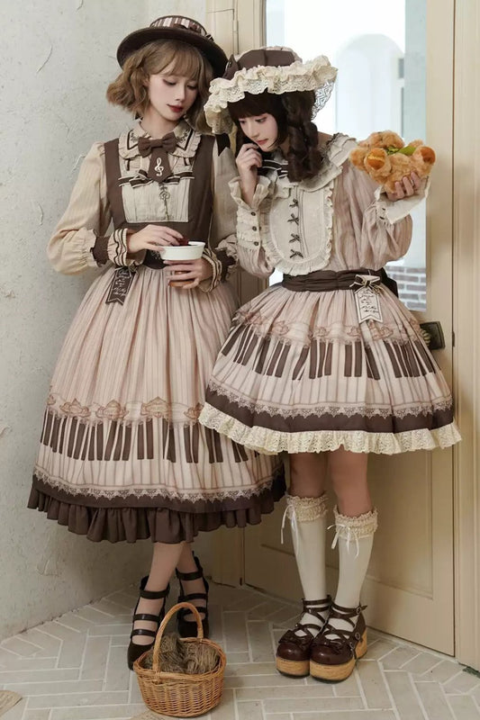 Elegant Classical Piano Print Lolita Dress + Setup + Accessories