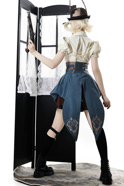 【予約商品】英国風カレッジシャツ+スカート+ベルト