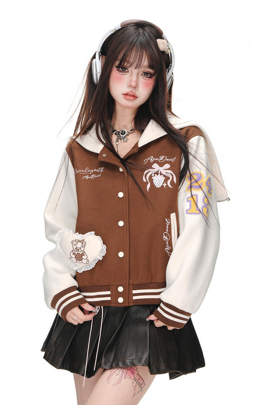 College Style Skinny Baseball Jacket