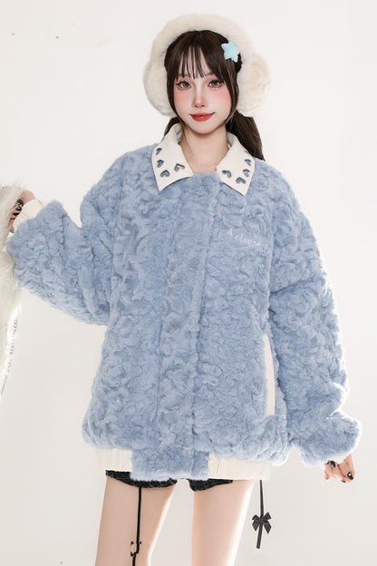 Padded plush wool warm jacket