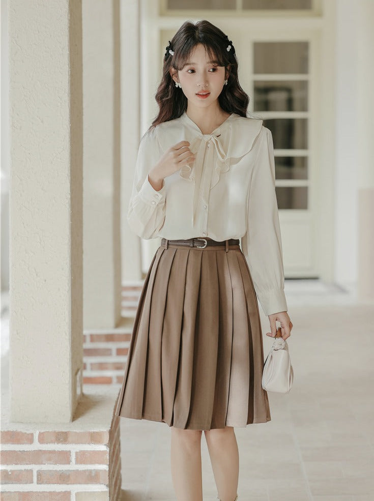 French Retro Chic Ruffle Chiffon Shirt