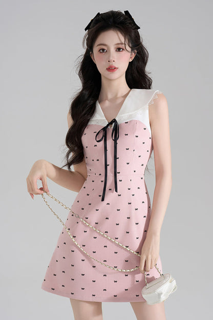 スイートガーリーピンクVネックドレス