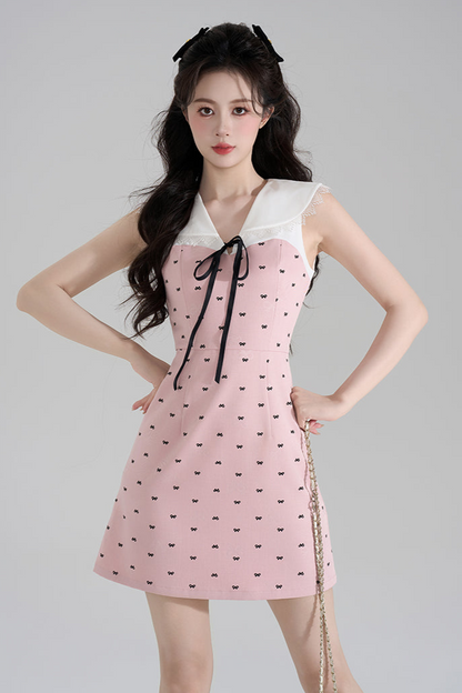 スイートガーリーピンクVネックドレス