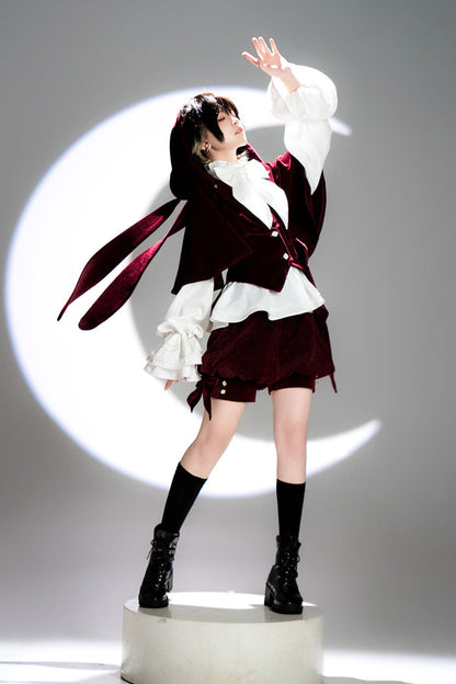 [May 27 reservation deadline] Hunting Rabbit Retro Red Bunny Ear Jacket + Vest + Shorts