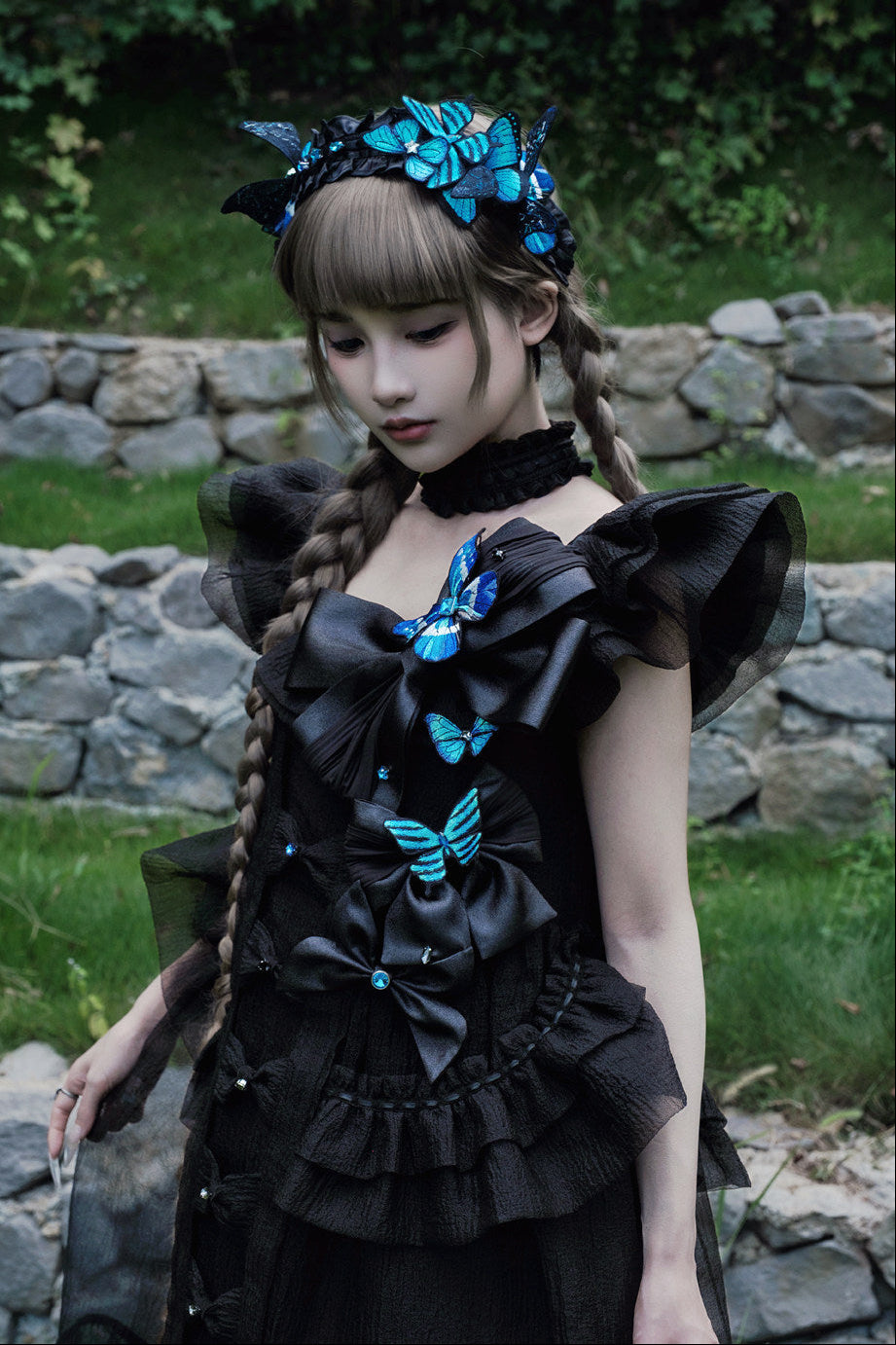 [Vorbestellschluss: 10. Monat, 14. Tag] Schwarz/Weiß Gothic-Lolita-Schmetterlingsschleifen-Serie Accessoires(Haube/Spitzen-Kopfschmuck KC/KC/4 Arten von Fotorahmen/Fotorahmen-Set)