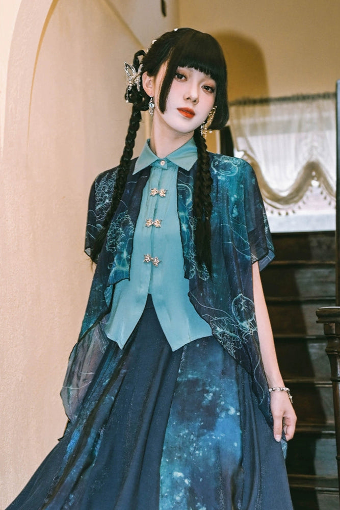 Double chiffon cotton shirt