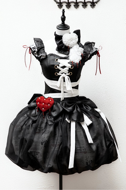 【9月3日予約締切】Gothic Fantasy Ribbon Choker with Playing Card and Bead Motif