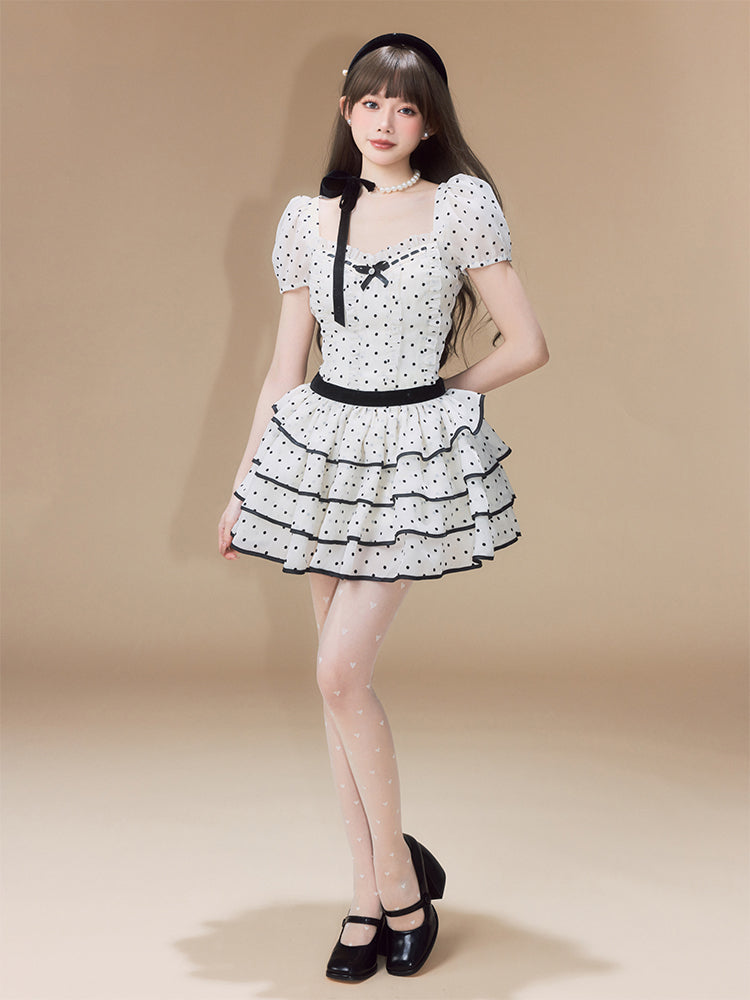 Puff Dot Tiered Dress