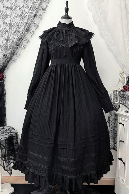 ダークゴシックロングドレス+レースカラー