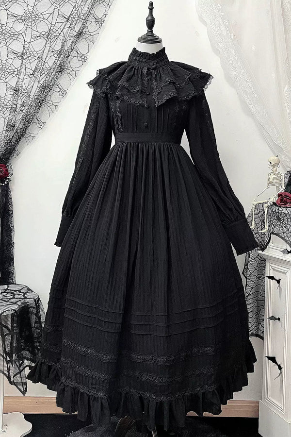 ダークゴシックロングドレス+レースカラー
