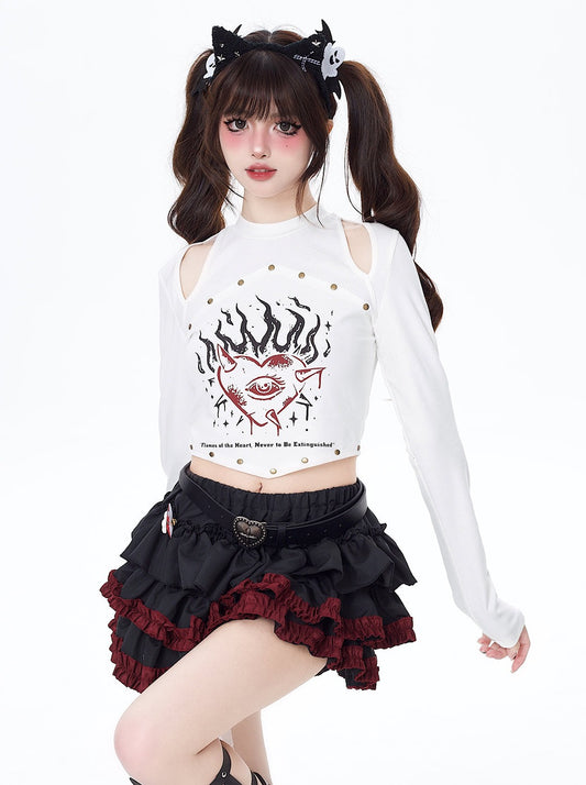 [3.4 New products limited time 95% off] small turtleneck subculture goth babes with long sleeves T-shirt with a long sleeve T-shirt inside the shoulder